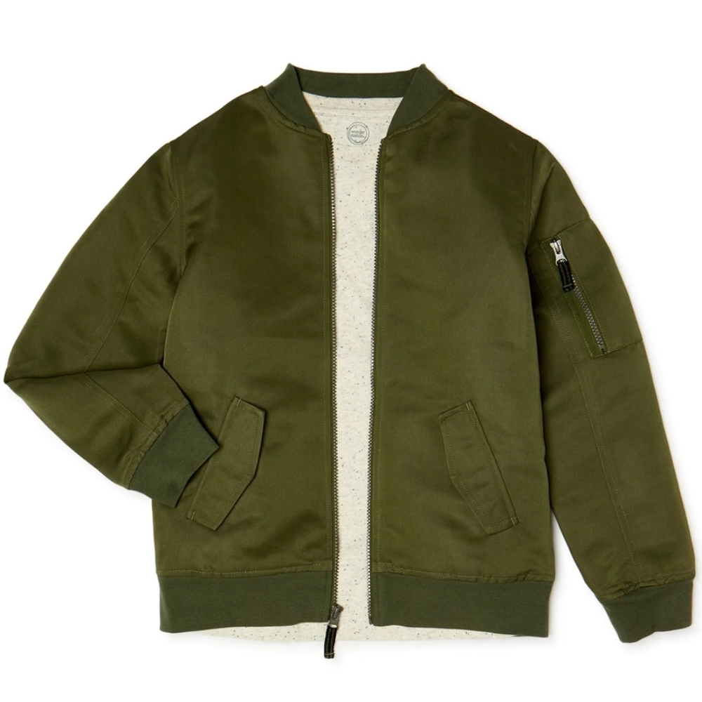 Army Green Kids Bomber Jacket